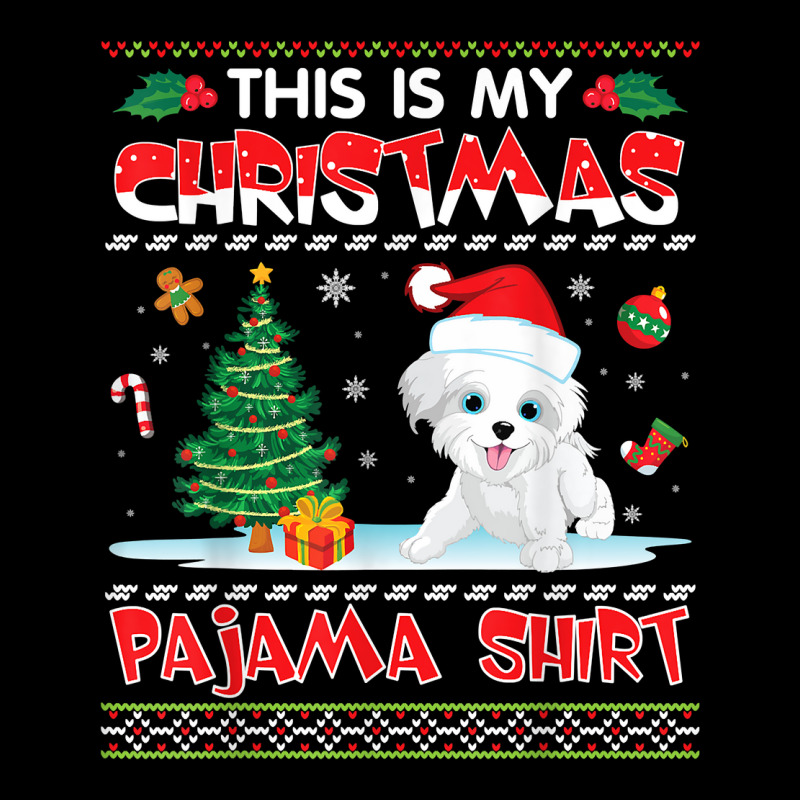 Morkie Dog Dancing On Snow Gift This Is My Christmas Pajama T Shirt Men's 3/4 Sleeve Pajama Set | Artistshot