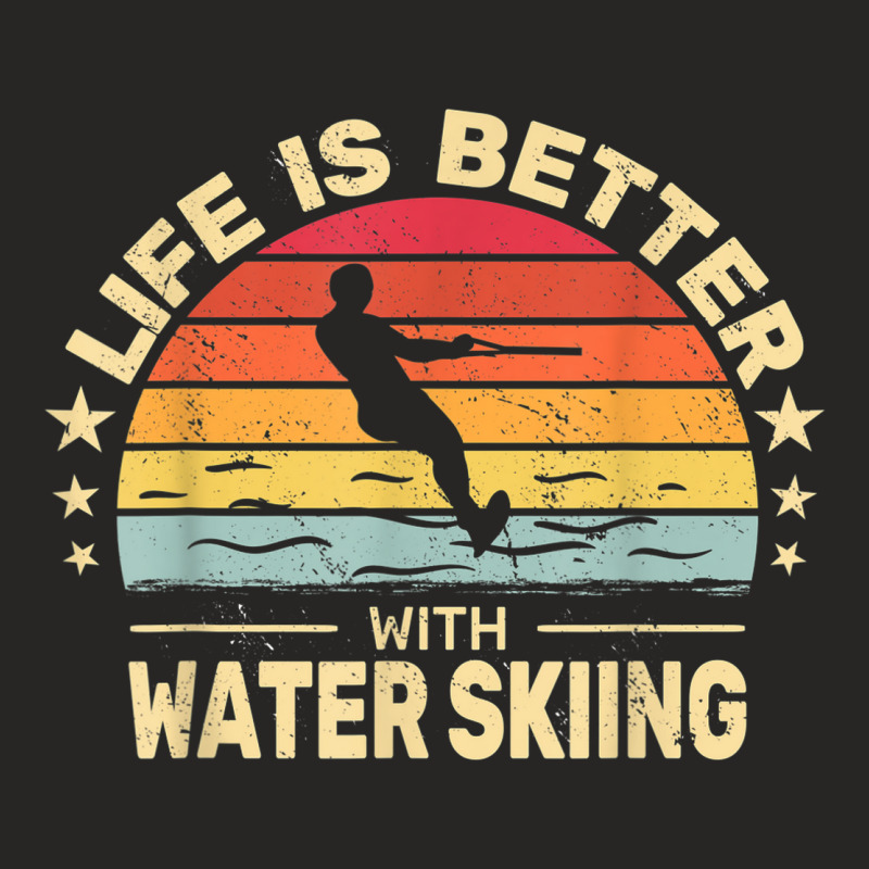 Life Is Better With Water Skiing Retro Men Waterskiing Ladies Fitted T-Shirt by Color | Artistshot