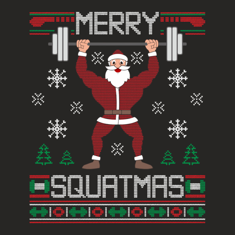 Merry Squatmas Ugly Christmas Sweater Squat Gym Santa Claus Pullover H Ladies Fitted T-Shirt by povyvexumi3 | Artistshot