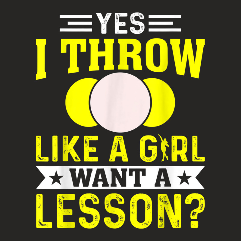 Yes I Throw Lika A Girl Shot Putter Track And Field Shot Put Ladies Fitted T-Shirt by Posh | Artistshot