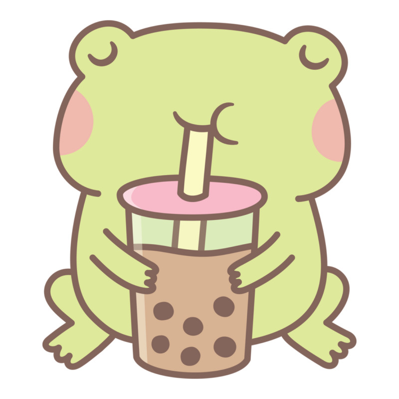 Custom Cute Frog Drinking Boba Bubble Tea Sticker By Custom-designs ...