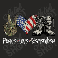 American Flag Combat Boots Peace Love Thank You Veterans 311 Ladies Fitted T-shirt | Artistshot