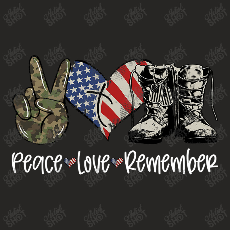 American Flag Combat Boots Peace Love Thank You Veterans 311 Ladies Fitted T-Shirt by White_Phantom | Artistshot