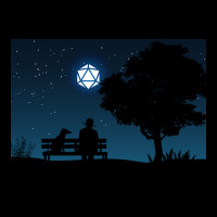 Lonely Man Under The D20 Dice Moon Rpg Night Roleplaying Landscapes Zipper Hoodie | Artistshot