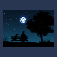 Lonely Man Under The D20 Dice Moon Rpg Night Roleplaying Landscapes Men Denim Jacket | Artistshot