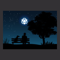 Lonely Man Under The D20 Dice Moon Rpg Night Roleplaying Landscapes Vintage Short | Artistshot