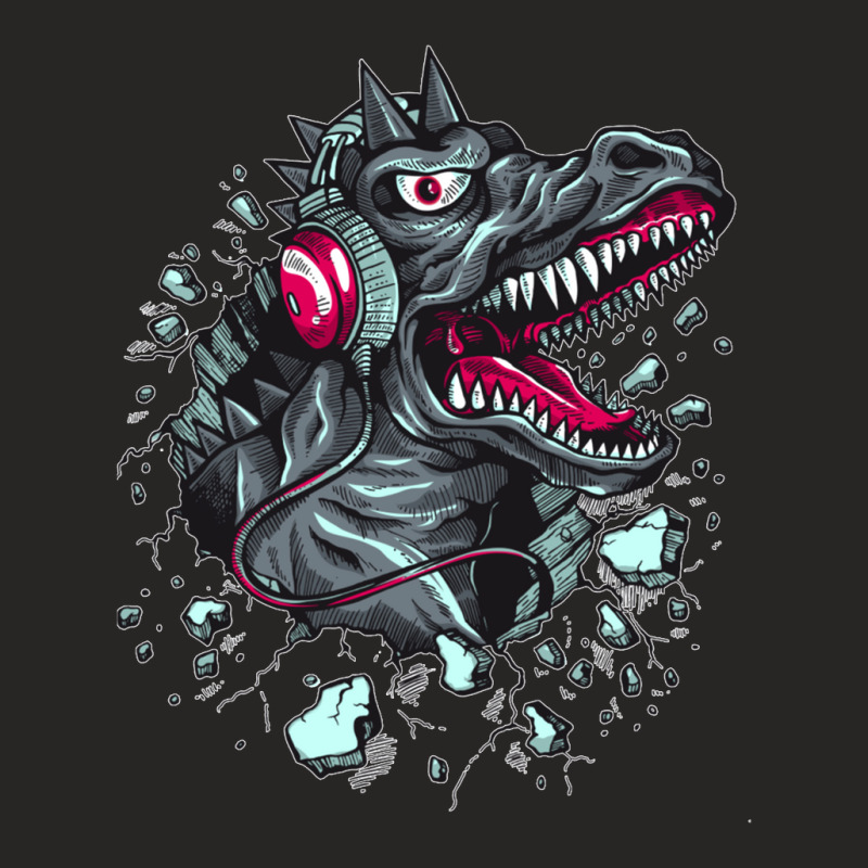 Monster-with-headphones- Ladies Fitted T-Shirt by cm-arts | Artistshot