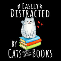 Easily Distracted By Cats And Books Cat & Book Lover Adjustable Cap | Artistshot