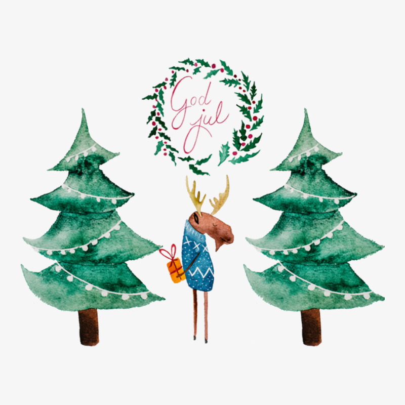 Moose With Christmas Present Ladies Fitted T-Shirt by RILEYALLEN | Artistshot