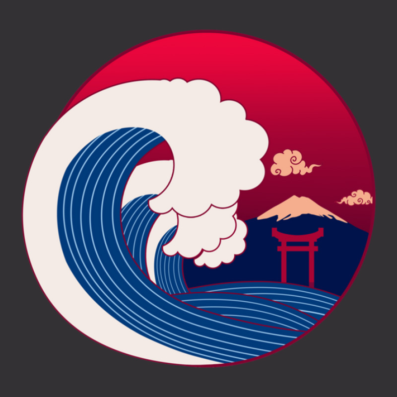 Japanese Wave Off Mt Fuji With Shinto Torii Gate Vector Graphic Vintage Short | Artistshot