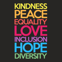 Kindness Peace Equality Love Inclusion Hope Diversity Ladies Fitted T-shirt | Artistshot