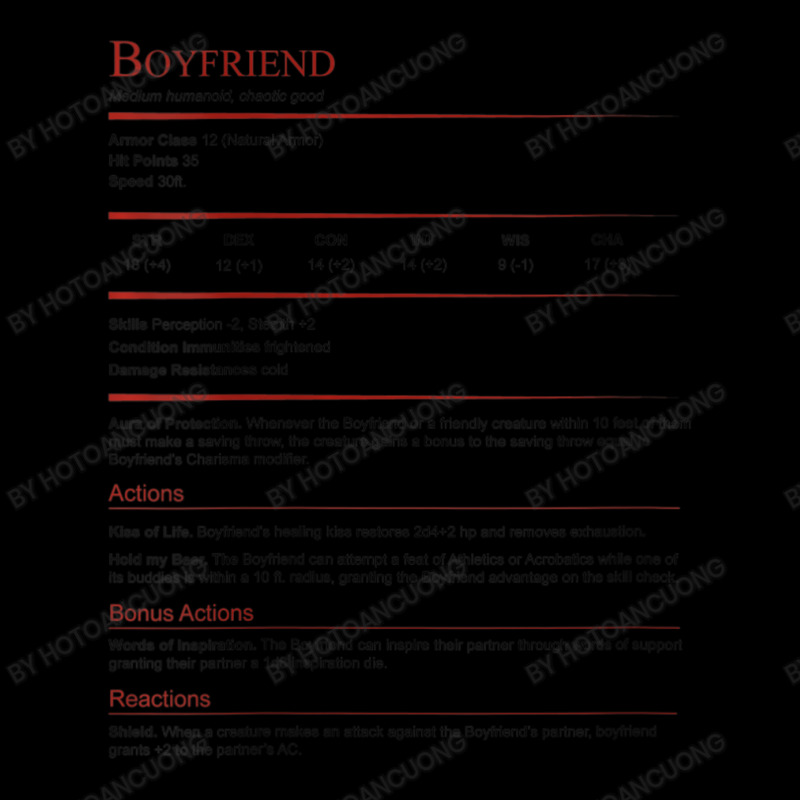 Dungeons And Rpg Dragons Boyfriend Stat Block Legging by hotoancuong | Artistshot