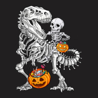 Skeleton Dinosaur T Rex Boys Halloween Mummy Funny Pumpkin T-shirt | Artistshot