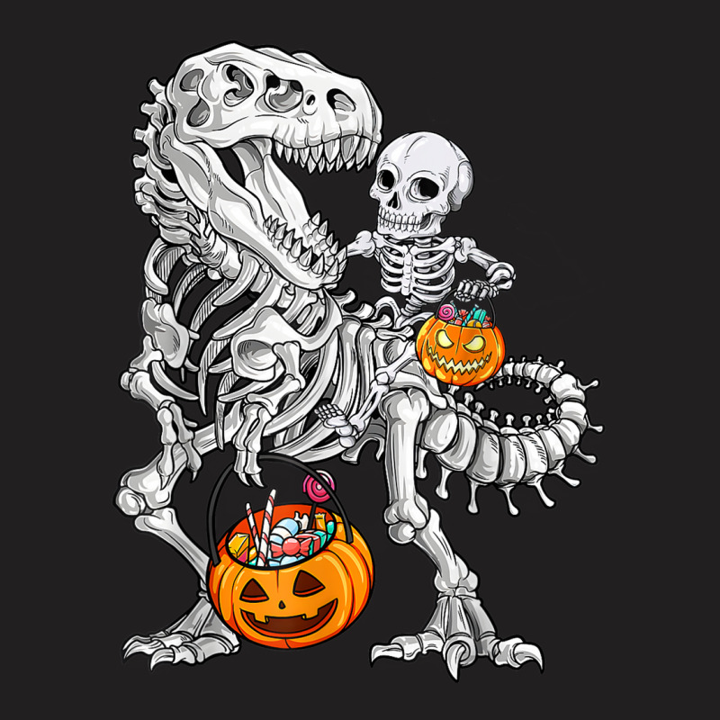 Skeleton Dinosaur T Rex Boys Halloween Mummy Funny Pumpkin T-shirt | Artistshot