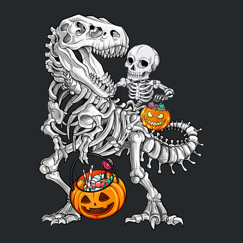 Skeleton Dinosaur T Rex Boys Halloween Mummy Funny Pumpkin Crewneck Sweatshirt | Artistshot