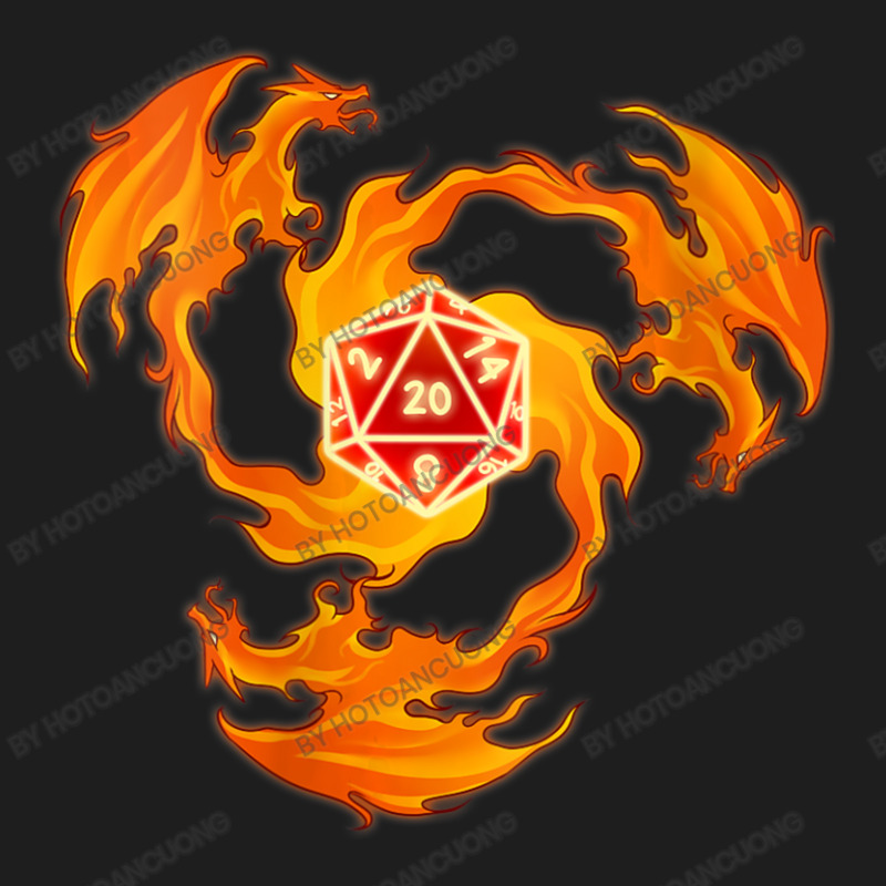 Fantasy Larp W20 Dice Fire Dragon Tabletop Role Play Game Classic T-shirt | Artistshot