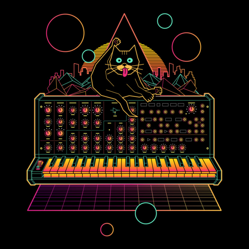 Synthwave Cat On Synthesizer Long Sleeve Shirts | Artistshot