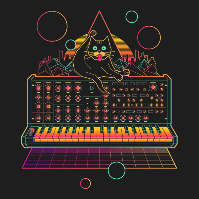 Synthwave Cat On Synthesizer 1 Classic T-shirt | Artistshot