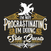 Not Procrastinating Side Quests Funny Rpg Gamer Dragons T Shirt Ladies Fitted T-shirt | Artistshot