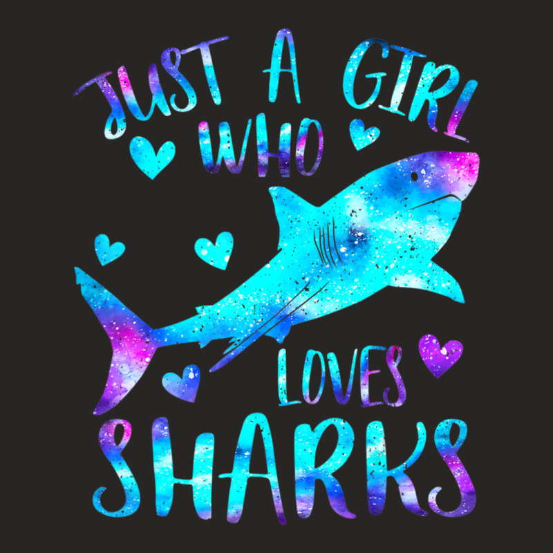 Just A Girl Who Loves Sharks Watercolor Shark Ladies Fitted T-Shirt by cm-arts | Artistshot