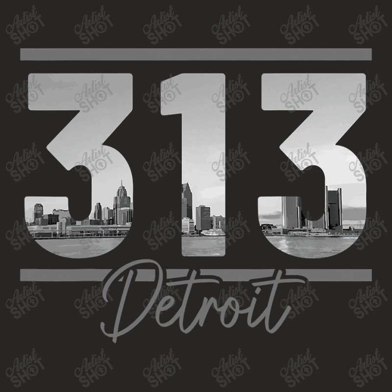 Detroit 313 Area Code Skyline Michigan Vintage Ladies Fitted T-Shirt by home12 | Artistshot