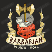 W20 Barbarian Roll 20-sided Dice Role Play Dungeon Fantasy Ladies Fitted T-shirt | Artistshot