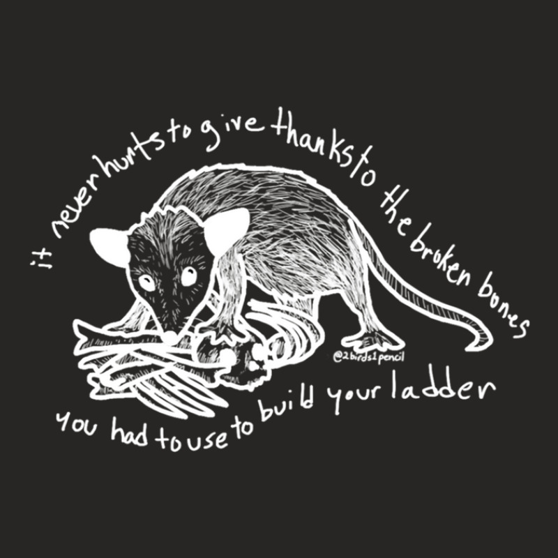 Younger Possum - White On Black Ladies Fitted T-Shirt by JeanetteNeubauer | Artistshot