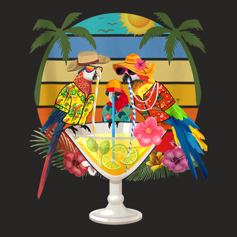 Parrots Drinking Margarita On Summer Vacation Birds Fun Tank Top Ladies Fitted T-Shirt by cm-arts | Artistshot