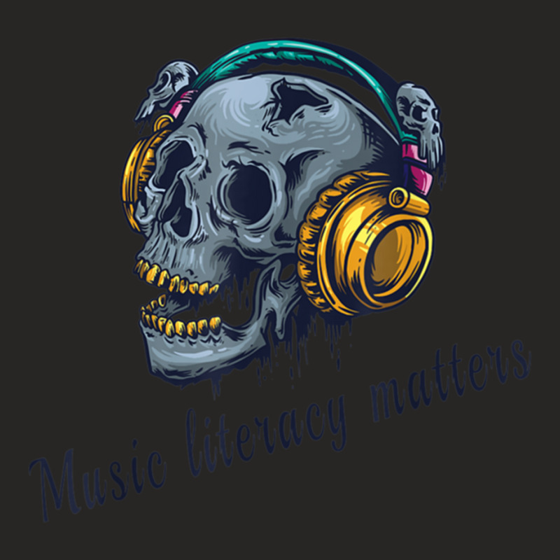 Music Literacy Matters Halloween Skull Dj Vintage Techno Edm Ladies Fitted T-Shirt by cm-arts | Artistshot