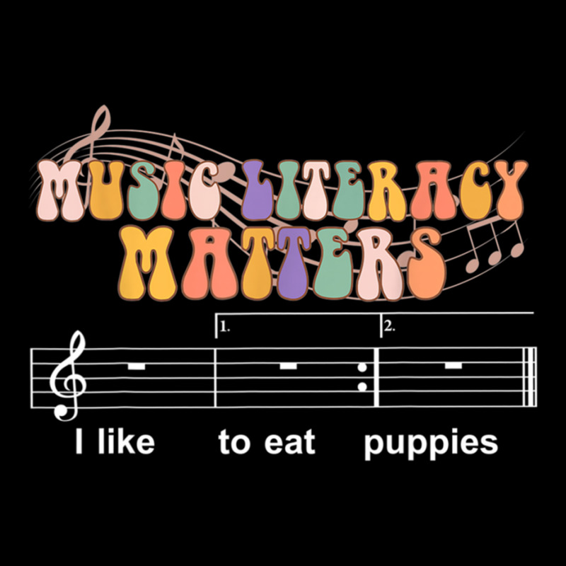 Music Literacy Matters I Like To Eat Puppies Relaxed Fit Women's V-Neck T-Shirt by cm-arts | Artistshot