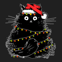 Santa Black Cat Tangled Up In Christmas Tree Lights Holiday Ladies Polo Shirt | Artistshot