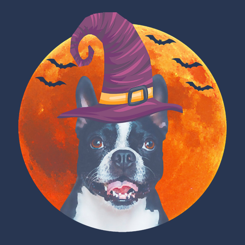 Boston Terrier Cute Boston Terrier Dog With Witch Hat Ladies Denim Jacket by cm-arts | Artistshot