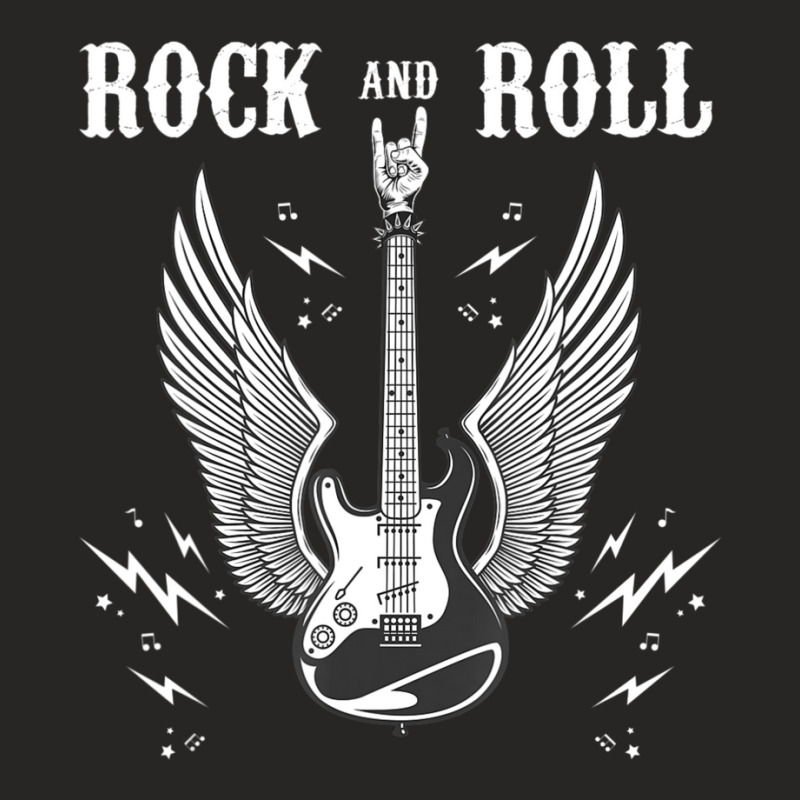 Rock And Roll Music Guitar Lovers Ladies Fitted T-Shirt by cm-arts | Artistshot