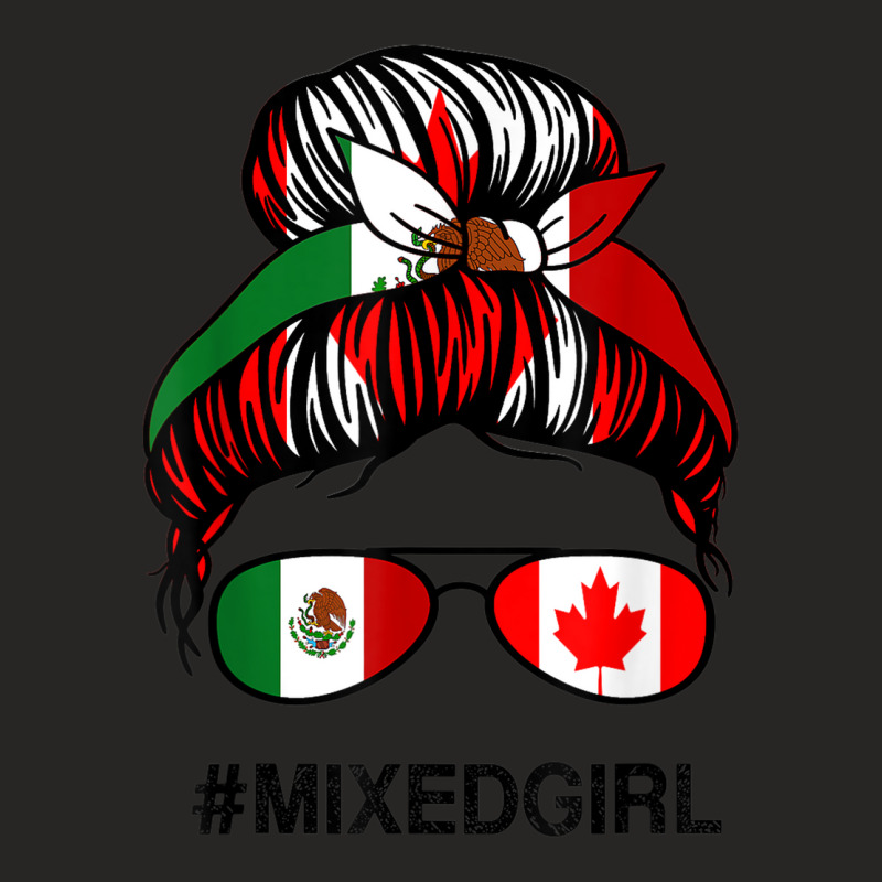 Mexico Canada Flag Mexican Canadian Messy Bun Ladies Fitted T-Shirt by Color | Artistshot