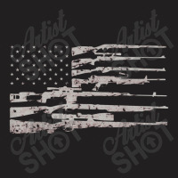 Big American Flag With Machine Guns 2a Flag T-shirt | Artistshot