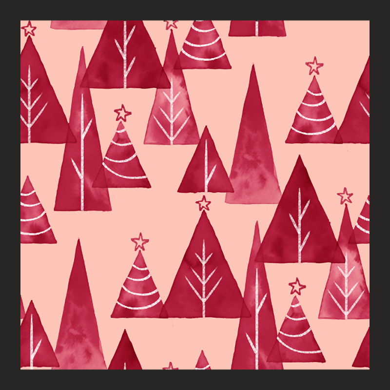 Blush And Red Watercolor Christmas Trees Ladies Fitted T-Shirt by Oreilly Ulrich | Artistshot