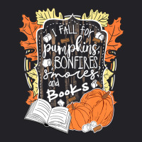 I Fall For Pumpkins Bonfires S'mores Books Halloween Reader Youth Tee | Artistshot