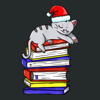 Cat Reading Book Cat Christmas Book Santa Hat Women's Triblend Scoop T-shirt | Artistshot