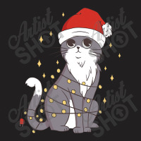 Cat Christmas Hat Christmas Lights Cute Cat Christmas T-shirt | Artistshot