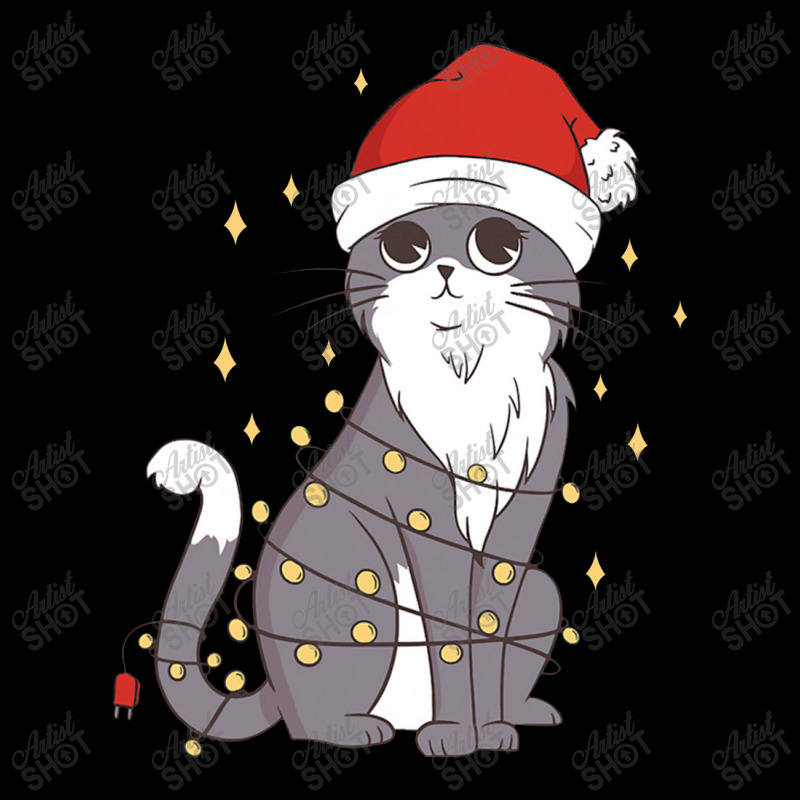 Cat Christmas Hat Christmas Lights Cute Cat Christmas Men's Long Sleeve Pajama Set | Artistshot