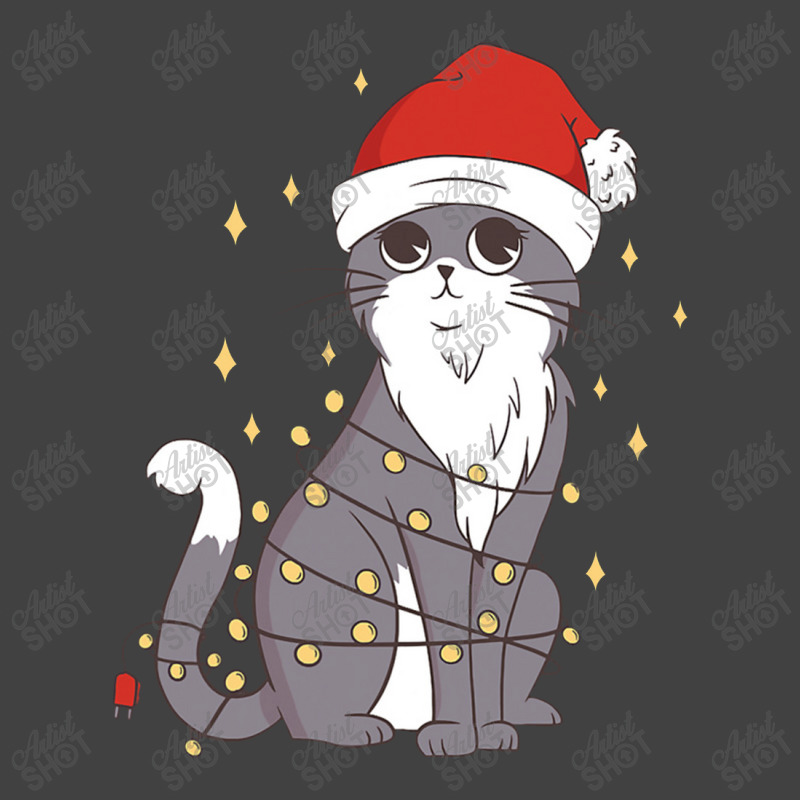 Cat Christmas Hat Christmas Lights Cute Cat Christmas Vintage T-shirt | Artistshot