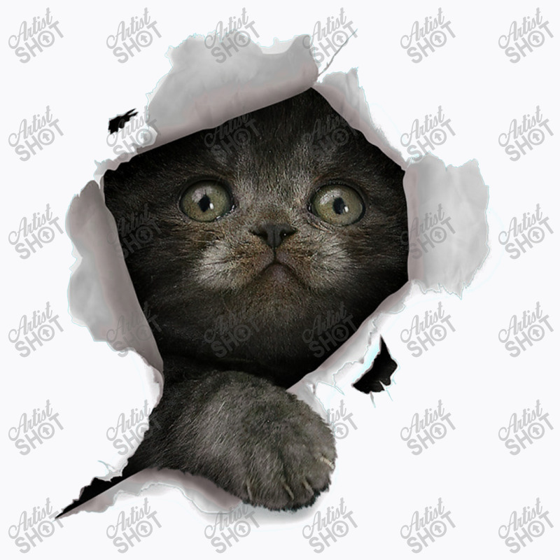 Cat Shirt, Gray Cat Tshirt, Cat Torn Cloth Shirt, Kitten T-shirt | Artistshot