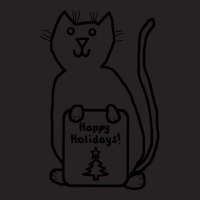 Cute Christmas Cat Says Happy Holidays Line Drawing Vintage Cap | Artistshot