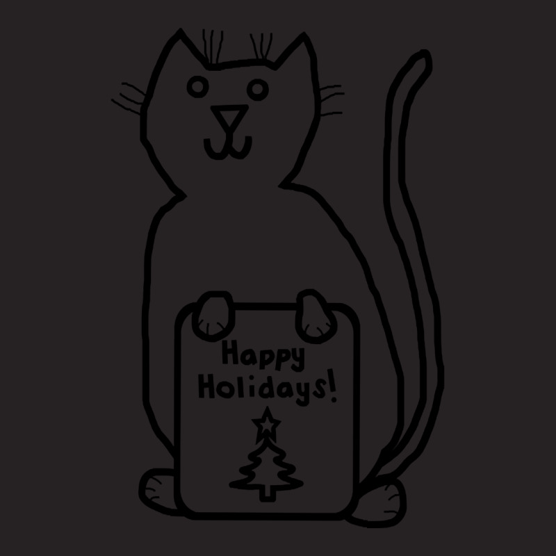 Cute Christmas Cat Says Happy Holidays Line Drawing Vintage Cap by Mello Greenwood | Artistshot