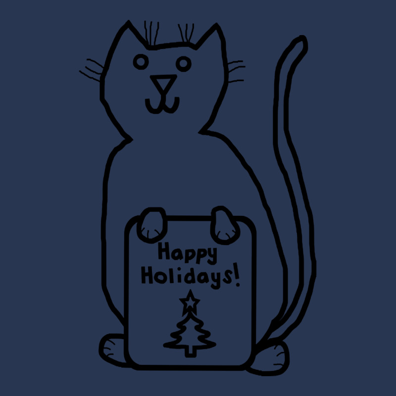 Cute Christmas Cat Says Happy Holidays Line Drawing Ladies Denim Jacket by Mello Greenwood | Artistshot