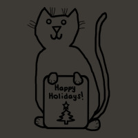 Cute Christmas Cat Says Happy Holidays Line Drawing Bucket Hat | Artistshot