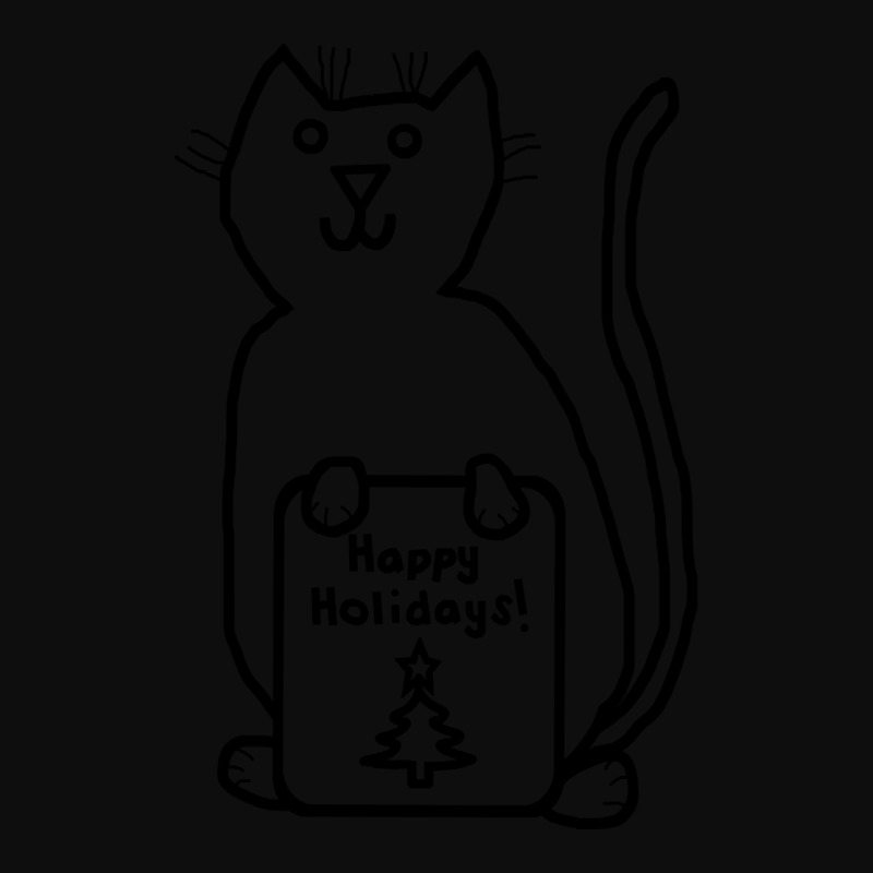 Cute Christmas Cat Says Happy Holidays Line Drawing Crop Top by Mello Greenwood | Artistshot