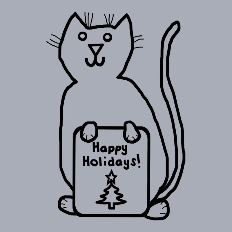 Cute Christmas Cat Says Happy Holidays Line Drawing Tank Dress by Mello Greenwood | Artistshot