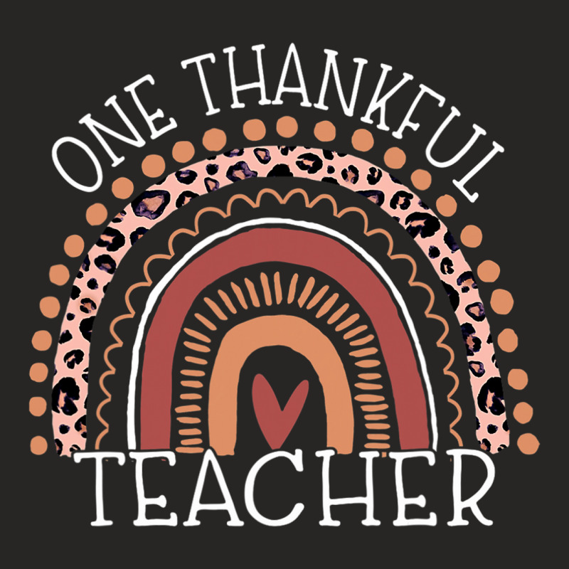 Leopard Rainbow One Thankful Teacher Thanksgiving Christmas Ladies Fitted T-Shirt by WZ90 | Artistshot