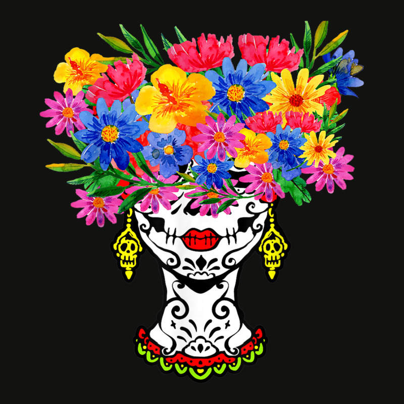 Catrina Sugar Skull Calavera Mexican With Flowers Halloween Scorecard Crop Tee by August | Artistshot